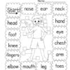 Kindergarten body parts